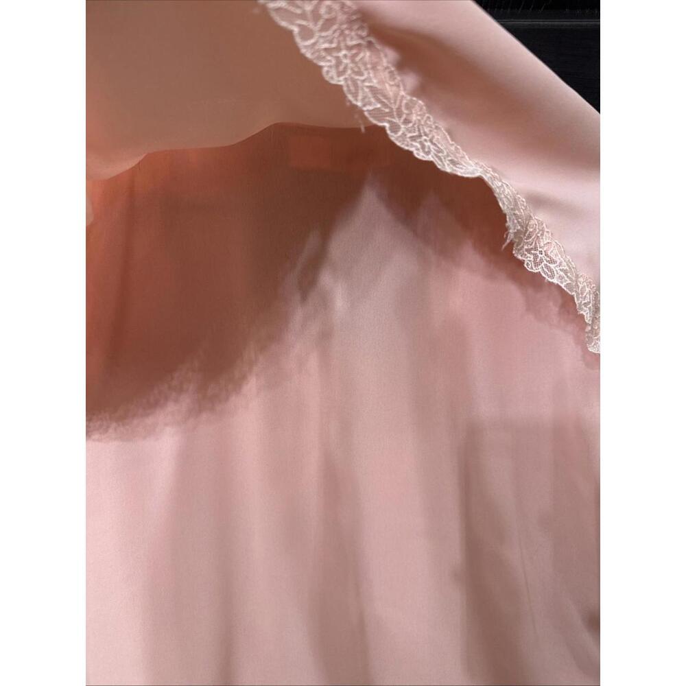 Vtg 80s Pleated Midi Dress Sz 14 Peach Lace Pearl Button Easter Wedding Gorgeous - Picture 10 of 11